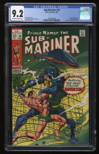 Cover Scan: Sub-Mariner #10 CGC NM- 9.2 Off White to White 1st Karthon the Quester! - Item ID #271309