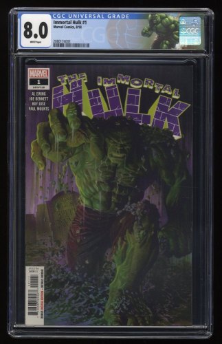 Cover Scan: Immortal Hulk #1 CGC VF 8.0 White Pages 1st print Alex Ross cover! - Item ID #272760