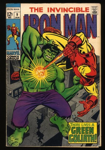 Cover Scan: Iron Man #9 FN+ 6.5 Incredible Hulk Appearance! Mandarin! 1969! - Item ID #272891