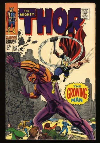 Cover Scan: Thor #140 VF- 7.5 1st Appearance Growing Man! Kang App! Jack Kirby Art! - Item ID #272903