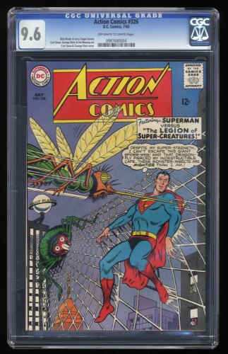 Cover Scan: Action Comics #326 CGC NM+ 9.6 Off White to White Legion of Super-Creatures! - Item ID #273249