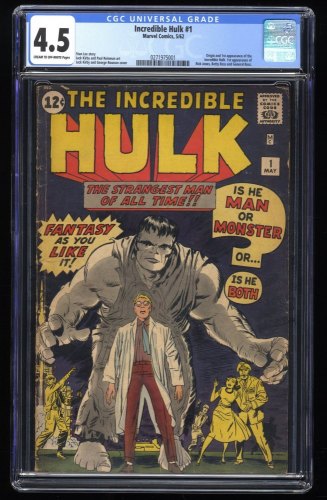 Cover Scan: Incredible Hulk (1962) #1 CGC VG+ 4.5 NO Marvel Chipping! 1st Appearance Hulk! - Item ID #273530