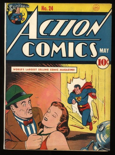 Cover Scan: Action Comics #24 VF- 7.5 (Restored) Classic Early Superman! - Item ID #274704