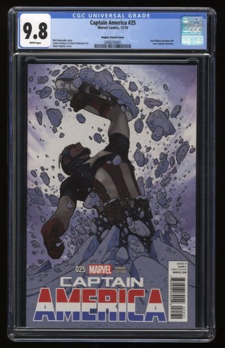 Cover Scan: Captain America #25 CGC NM/M 9.8 Hughes Variant 1:50 RI 1st Sam Wilson as Cap! - Item ID #275197