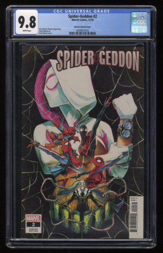 Cover Scan: Spider-Geddon #2 CGC NM/M 9.8 White Pages Shavrin Variant 1:25 RI - Item ID #275227