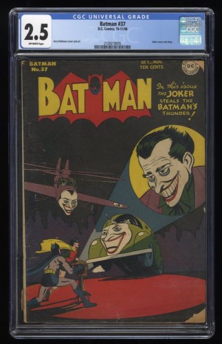 Cover Scan: Batman #37 CGC GD+ 2.5 Off White Classic Joker Cover and Story! - Item ID #275814