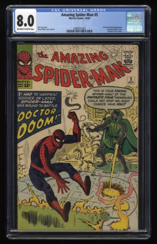 Cover Scan: Amazing Spider-Man #5 CGC VF 8.0 Off White to White Doctor Doom Appearance! - Item ID #275822
