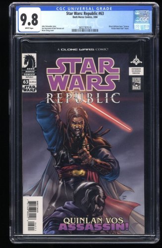 Cover Scan: Star Wars: Republic #63 CGC NM/M 9.8 White Pages 1st Darth Andeddu! - Item ID #276236