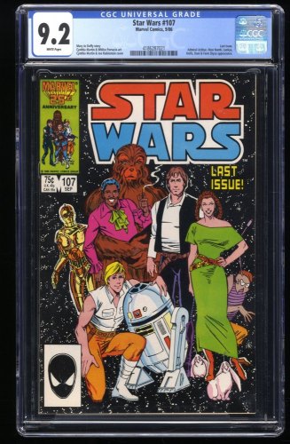 Cover Scan: Star Wars #107 CGC NM- 9.2 White Pages Last Issue! Scarce! - Item ID #276398