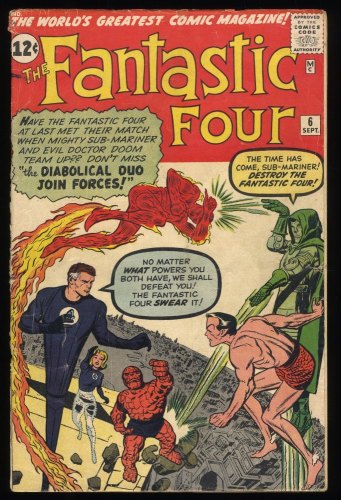 Cover Scan: Fantastic Four (1961) #6 Fair 1.0 (Restored) 2nd Appearance Doctor Doom Kirby! - Item ID #277077