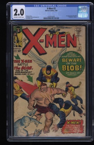 Cover Scan: X-Men #3 CGC GD 2.0 Off White to White 1st Appearance Blob! Cyclops! Angel! - Item ID #277113