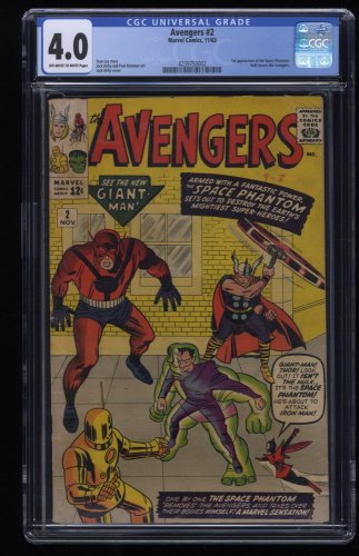 Cover Scan: Avengers #2 CGC VG 4.0 1st Space Phantom Hulk Leaves! Jack Kirby! - Item ID #277115
