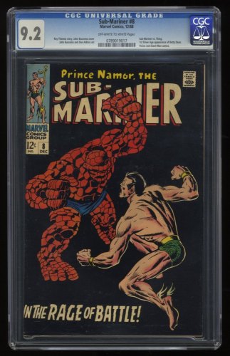 Cover Scan: Sub-Mariner #8 CGC NM- 9.2 Off White to White Namor Vs Thing! Classic Cover! - Item ID #277833