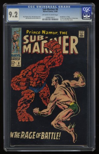 Cover Scan: Sub-Mariner #8 CGC NM- 9.2 Prince Namor Vs Thing! Classic Cover!  - Item ID #277833