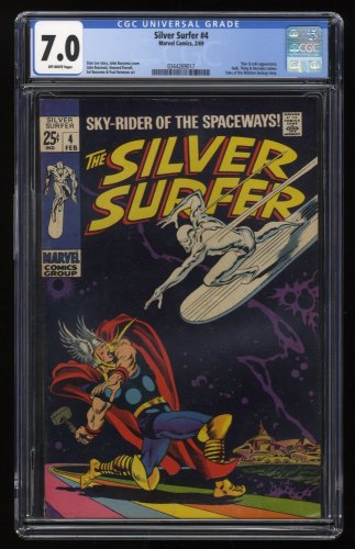 Cover Scan: Silver Surfer #4 CGC FN/VF 7.0 Off White vs Thor! Loki Appearance! Iconic Book! - Item ID #277872