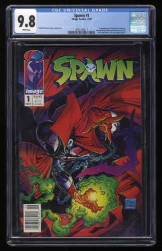 Cover Scan: Spawn #1 CGC NM/M 9.8 Newsstand Variant McFarlane 1st Appearance Al Simmons! - Item ID #277875