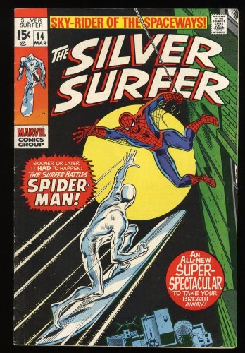 Cover Scan: Silver Surfer #14 FN+ 6.5  Appearance of Amazing Spider-Man! - Item ID #278097