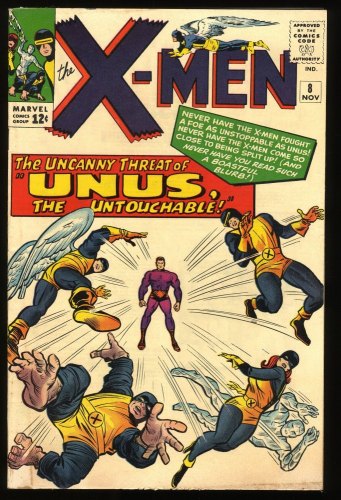 Cover Scan: X-Men #8 FN 6.0 1st Appearance Unus the Untouchable!  - Item ID #279154