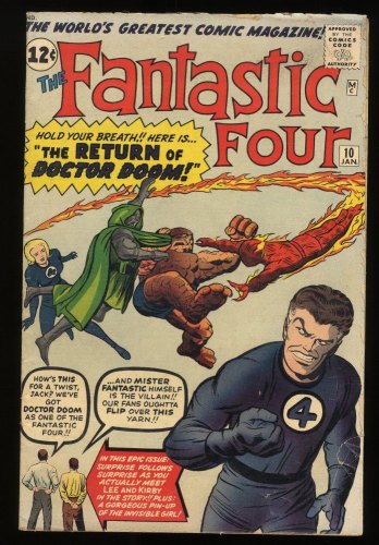 Cover Scan: Fantastic Four #10 VG+ 4.5 Doctor Doom Appearance! Stan Lee Jack Kirby - Item ID #279345