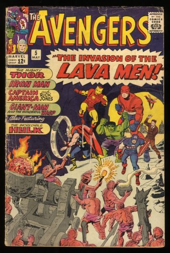 Cover Scan: Avengers #5 VG- 3.5 Hulk and Lava Men Appearance! - Item ID #279757