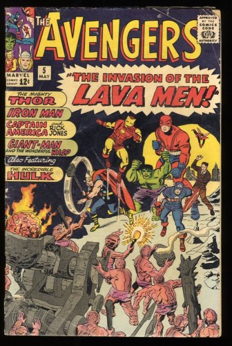 Cover Scan: Avengers #5 GD- 1.8 Hulk and Lava Men Appearance! - Item ID #279758