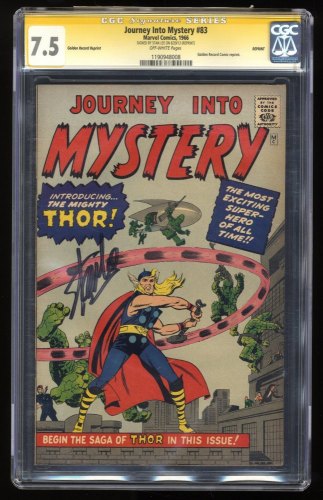 Cover Scan: Journey Into Mystery #83 CGC VF- 7.5 SS Stan Lee Golden Record Reprint Variant - Item ID #279894