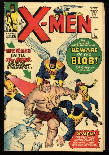 Cover Scan: X-Men #3 FN- 5.5 (Qualified) 1st Appearance Blob Cyclops Angel! - Item ID #279975