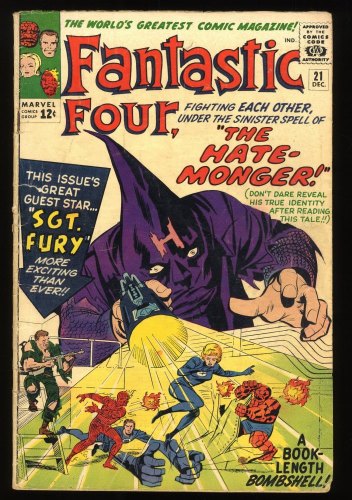 Cover Scan: Fantastic Four #21 VG 4.0 1st Appearance Hate-Monger! Sgt. Fury! - Item ID #280209
