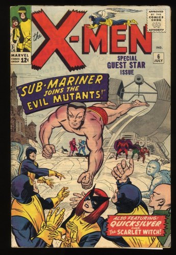 Cover Scan: X-Men #6 VG+ 4.5 (Qualified) Namor! Sub Mariner! Stan Lee! - Item ID #280370