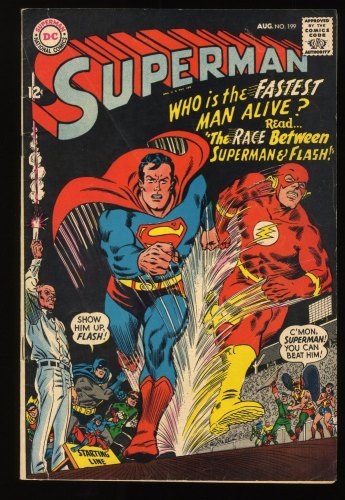 Cover Scan: Superman #199 FN- 5.5 1st Flash race with Superman! Justice League Appearance! - Item ID #280398