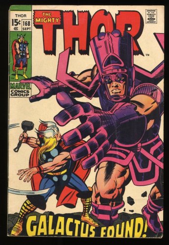 Cover Scan: Thor #168 VG+ 4.5 Origin of Galactus! 1st Appearance Thermal Man! - Item ID #280435