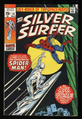 Cover Scan: Silver Surfer #14 FN+ 6.5  Appearance of Amazing Spider-Man! - Item ID #282290