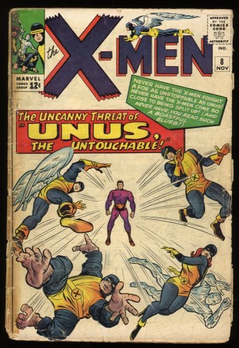 Cover Scan: X-Men (1963) #8 GD- 1.8 1st Appearance Unus the Untouchable! Kirby Cover! - Item ID #283115
