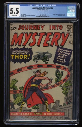 Cover Scan: Journey Into Mystery #83 CGC FN- 5.5 Off White 1st Appearance Thor! - Item ID #286048