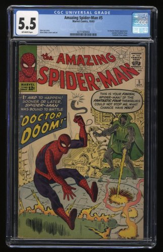 Cover Scan: Amazing Spider-Man #5 CGC FN- 5.5 Doctor Doom Appearance! Steve Ditko Cover! - Item ID #286864