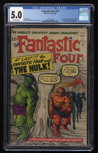 Cover Scan: Fantastic Four #12 CGC VG/FN 5.0  1st Hulk vs Thing Battle! Jack Kirby Art! - Item ID #286866