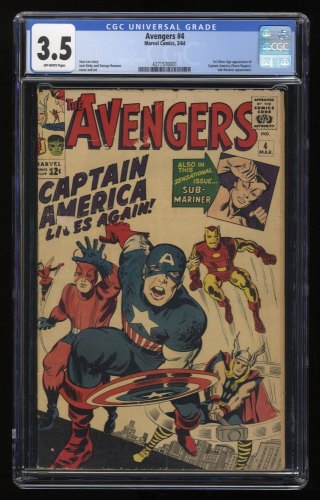 Cover Scan: Avengers #4 CGC VG- 3.5 Off White 1st Silver Age Captain America! - Item ID #289454