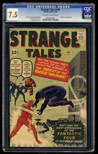 Cover Scan: Strange Tales #106 CGC VF- 7.5 1st Appearance Acrobat! Human Torch Jack Kirby! - Item ID #290236