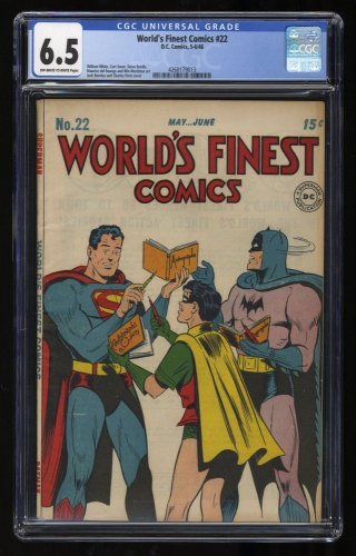 Cover Scan: World's Finest Comics #22 CGC FN+ 6.5 Jack Burnley Cover! 1946! - Item ID #290473