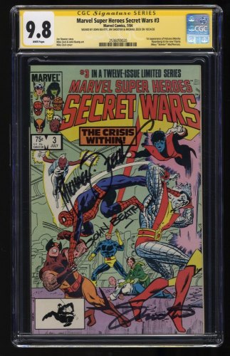 Cover Scan: Marvel Super-Heroes Secret Wars #3 CGC NM/M 9.8 Signed SS Beatty Shooter Zeck - Item ID #290668