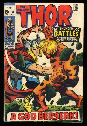 Cover Scan: Thor #166 VG+ 4.5 2nd Appearance HIM (Adam Warlock)! A God Berserk! - Item ID #290756
