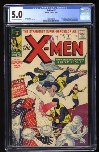 Cover Scan: X-Men (1963) #1 CGC VG/FN 5.0 Origin 1st Ever Appearance of Magneto! Mega Key! - Item ID #291245