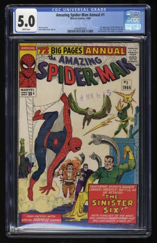 Cover Scan: Amazing Spider-Man Annual #1 CGC VG/FN 5.0 White Pages 1st Sinister Six! - Item ID #292933