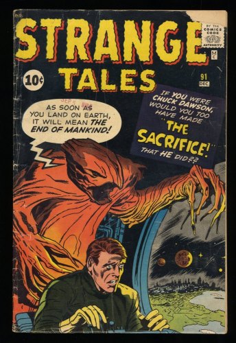 Cover Scan: Strange Tales #91 GD+ 2.5 Kirby and Ayers Cover Art! Ditko! - Item ID #293375