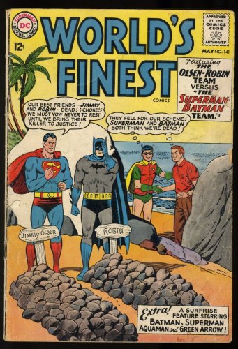 Cover Scan: World's Finest Comics #141 GD+ 2.5 Batman Superman Robin Jimmy Olsen Cover! - Item ID #295060