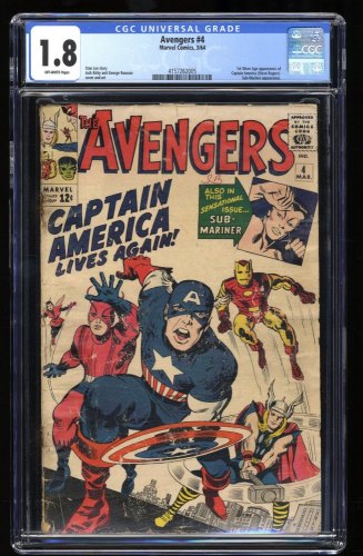 Cover Scan: Avengers #4 CGC GD- 1.8 See Description 1st Silver Age Captain America/ Bucky! - Item ID #295887