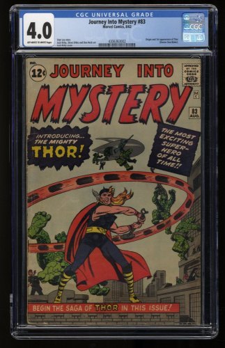 Cover Scan: Journey Into Mystery #83 CGC VG 4.0 Off White to White 1st Appearance Thor! - Item ID #298287