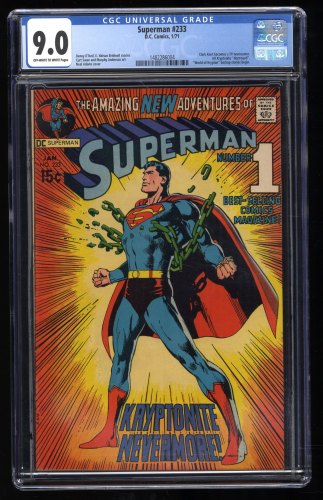 Cover Scan: Superman #233 CGC VF/NM 9.0 Neal Adams Cover!  Superman Breaks Loose! - Item ID #298658
