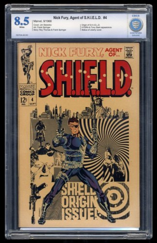 Cover Scan: Nick Fury, Agent of SHIELD #4 CBCS VF+ 8.5 White Pages Jim Steranko Cover! - Item ID #300594