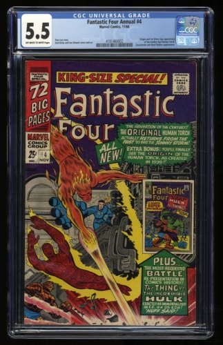 Cover Scan: Fantastic Four Annual #4 CGC FN- 5.5 1st Silver Age App of GA Human Torch! - Item ID #305997